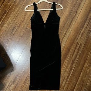Black velvet bodycon dress
